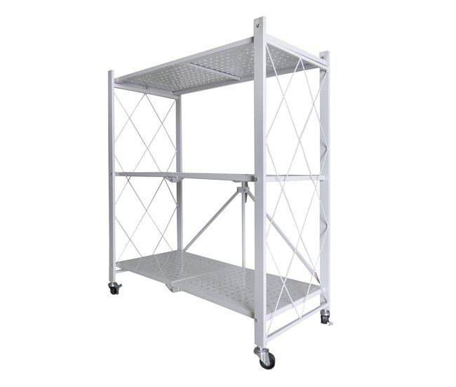 Estantería de Almacenaje Multiusos Plegable con Ruedas 35 Blanco