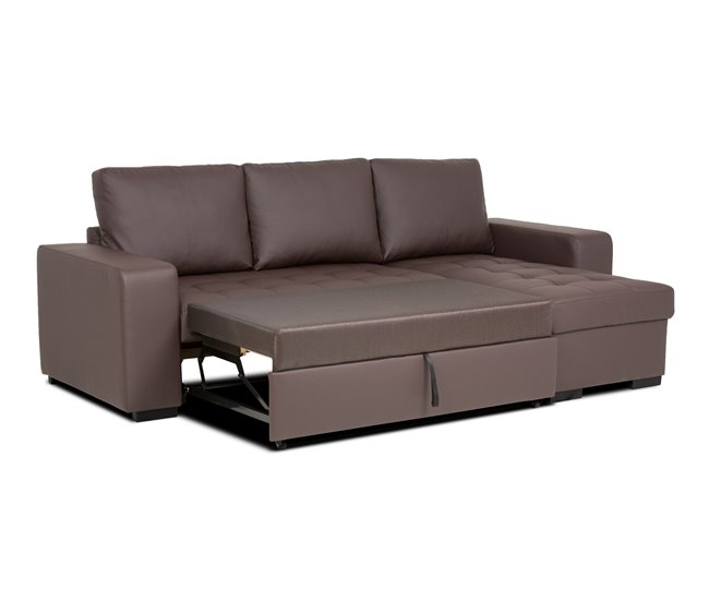 Chaise longue reversible piel sintética con cama HARRY Blanco