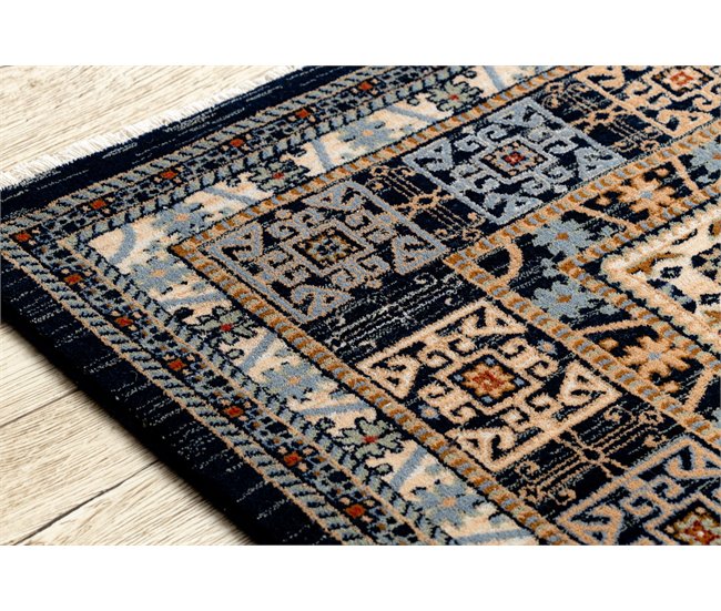 Alfombra KESHAN franjas Marco oriental 6428/53551 120x145 Marron