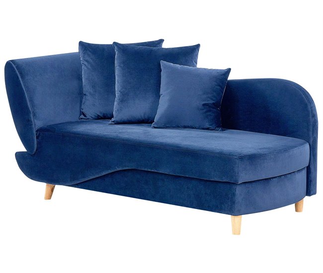 Beliani Chaise longue Terciopelo MERI Azul Marino