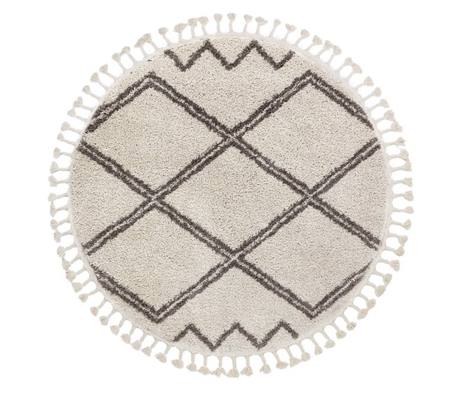 Alfombra BERBER ASILA Franjas Bereber Marroquí 160x160 Crema