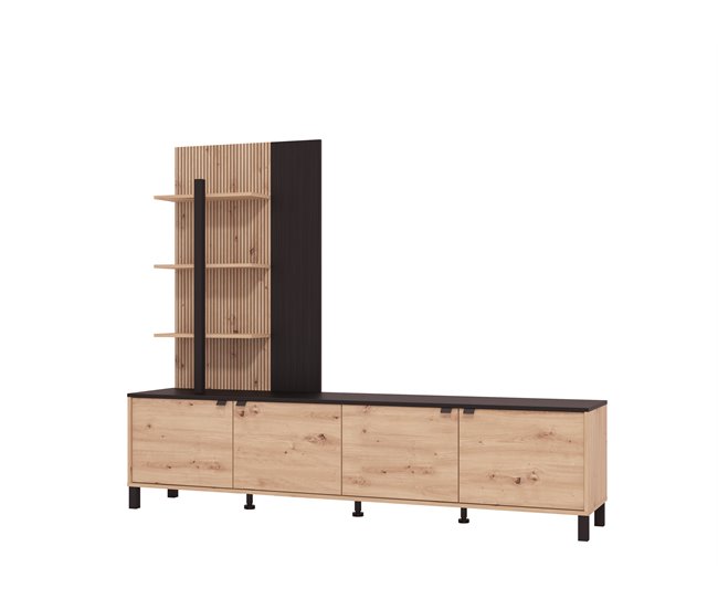 Compacto tv 208 cm negro y roble BELGRADO Negro/ Madera