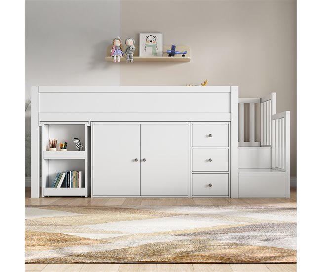 Cama alta para niños Blanco