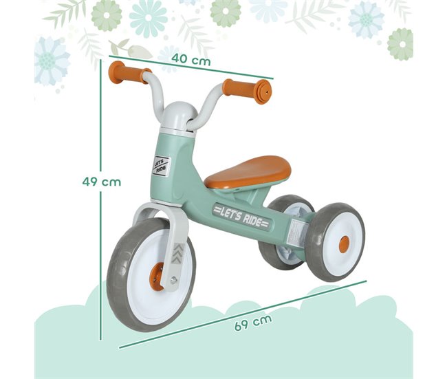 Bicicleta sin Pedales Metal, PP AIYAPLAY Verde