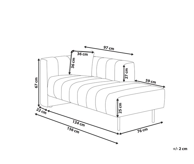 Beliani Chaise longue izquierdo Terciopelo LANNILS Crema