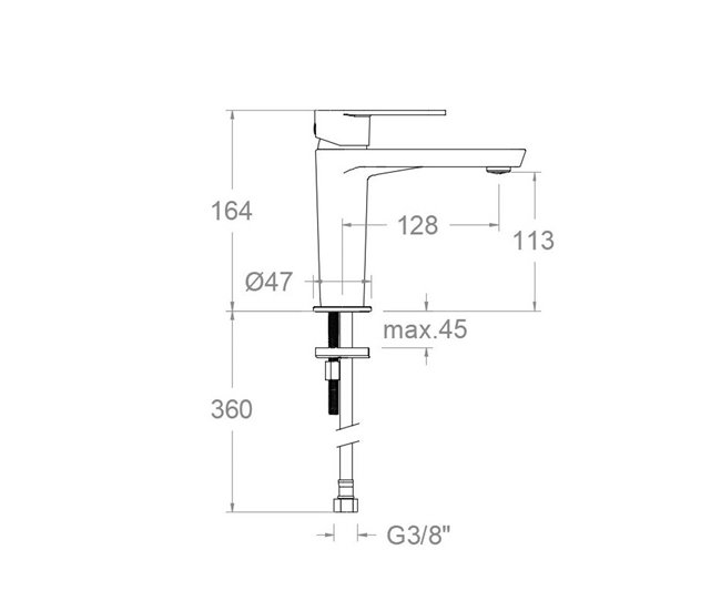 Grifo de Lavabo Monomando con Sistema S3 de Ahorro de Agua Negro