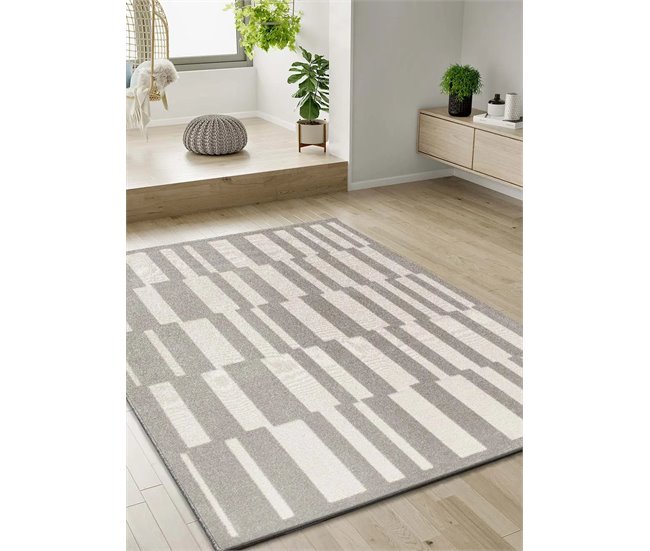 Alfombra geométrica con relieve BARESA - ATTICGO 200x290 Gris