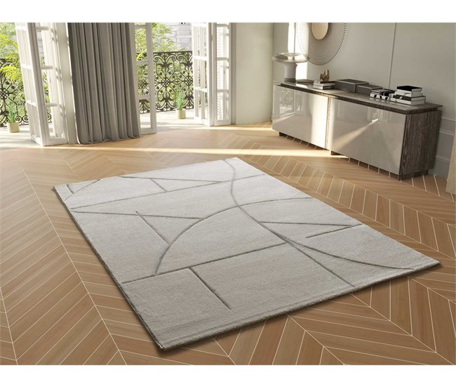 Alfombra geométrica a trazos LENA - ATTICGO 200x290 Crema
