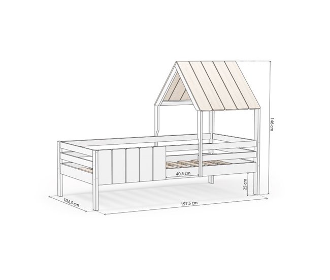 Cama cabaña Koti 201x114 Blanco/ Madera
