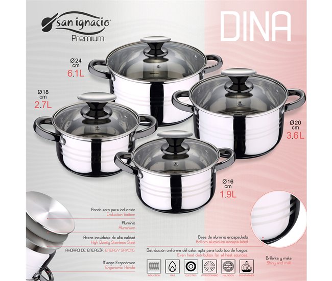 Bateria 8pc  apta para inducción Multicolor