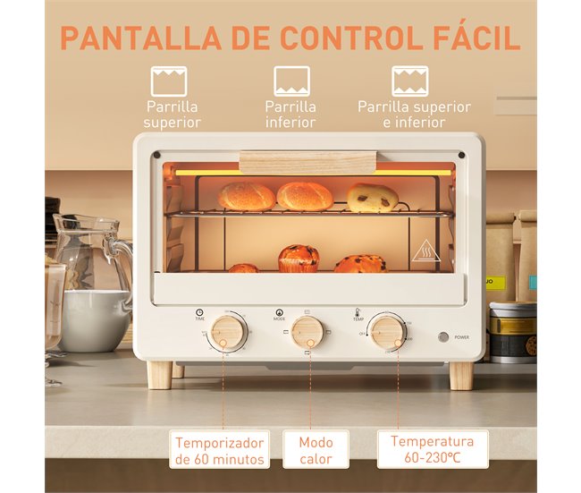Horno Eléctrico Sobremesa Acero Inoxidable HOMCOM, hogar - cocina Crudo