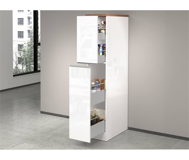 Cozinha com despensa com efeito madeira 30 Blanco