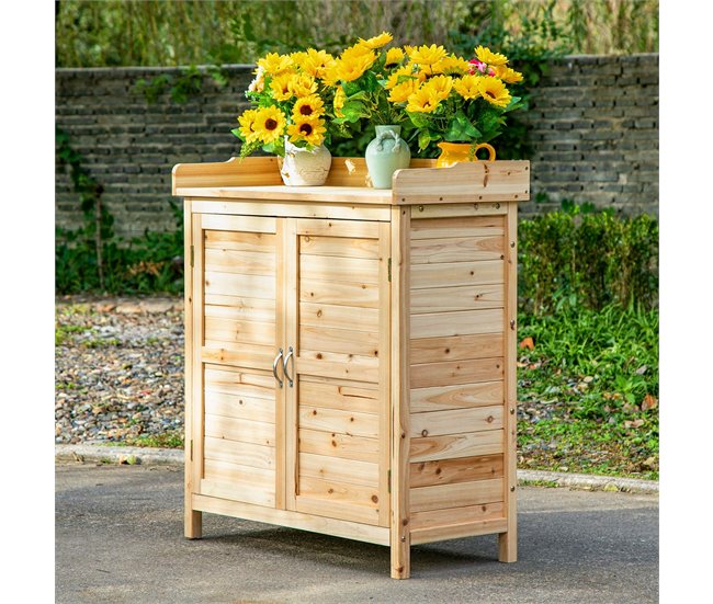 Armario de Almacenaje Madera de Abeto Outsunny Marron