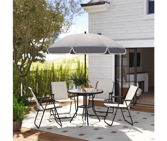 Conjunto de Jardín Acero, Textilene Outsunny Crudo