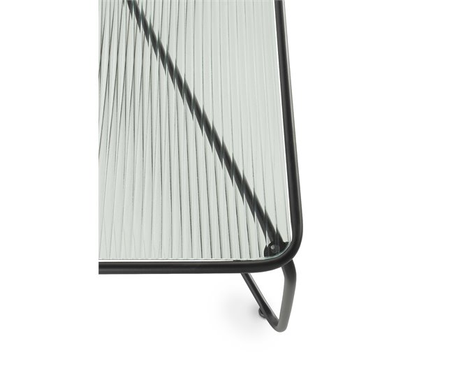 Mesa de centro de metal con tapa de cristal Negro