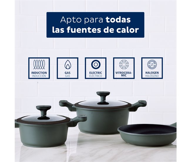 Set 5pcs bateria de cocina aluminio fundido Multicolor