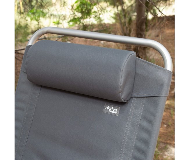 Aktive Silla plegable jardín reclinable 6 posiciones Gris