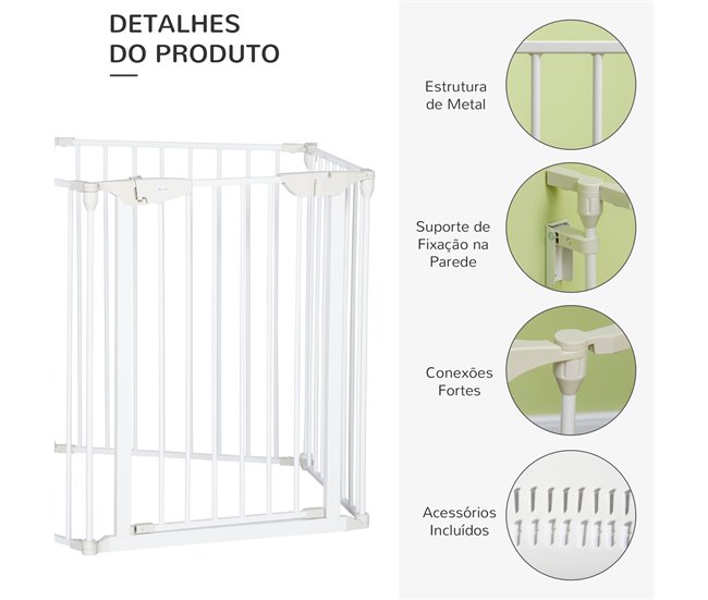 Barrera de Seguridad Metal, Plástico PawHut Blanco