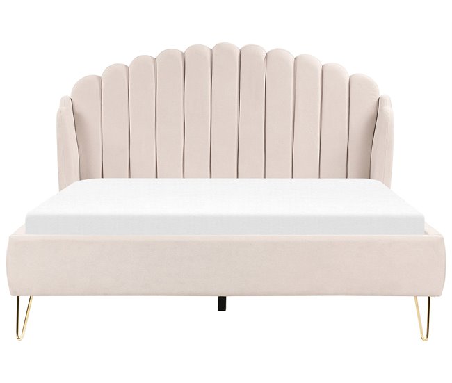 Beliani Cama con somier Poliéster AMBILLOU 177x214 Beige