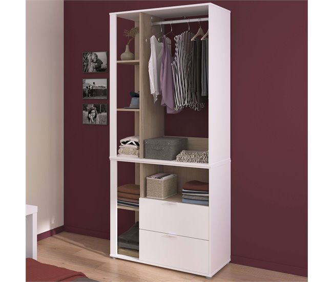 Armario Vestidor Boreal con Cajones y Estantes Blanco/ Madera
