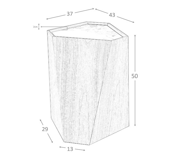 ANGEL CERDÁ Mesa rincón triangular mármol porcelánico Blanco/ Madera