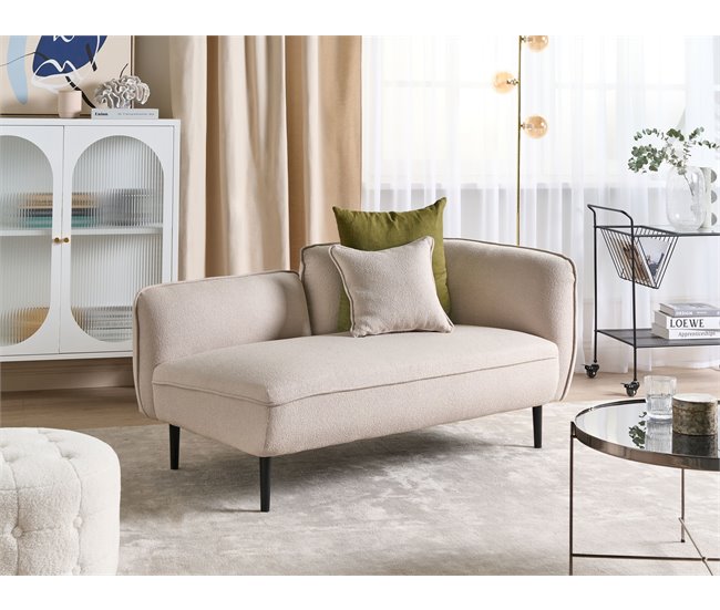Beliani Chaise longue derecho Bouclé CHEVANNES Beige