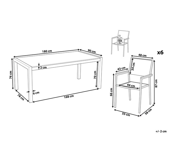 Beliani Conjunto de comedor GROSSETO Blanco