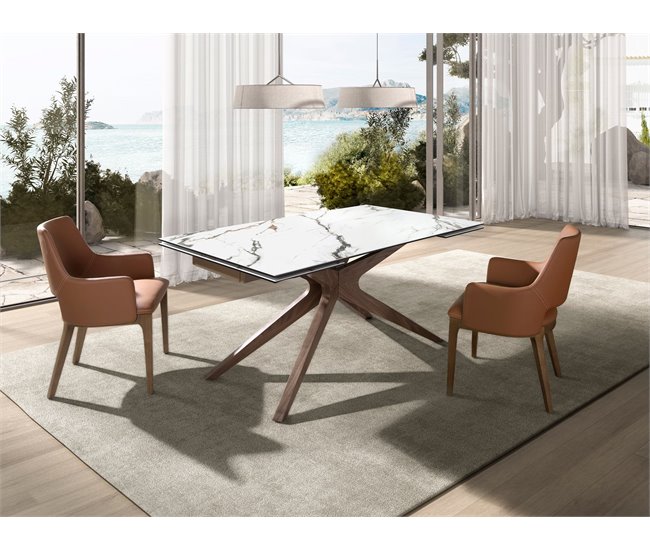 ANGEL CERDA Mesa comedor extensible 240x100 Blanco/ Madera