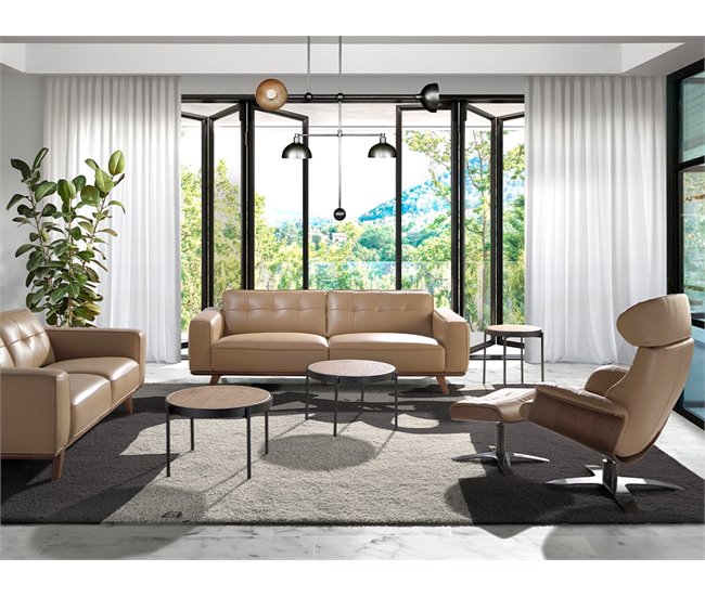 ANGEL CERDA Sillón giratorio reclinable piel arena Gris