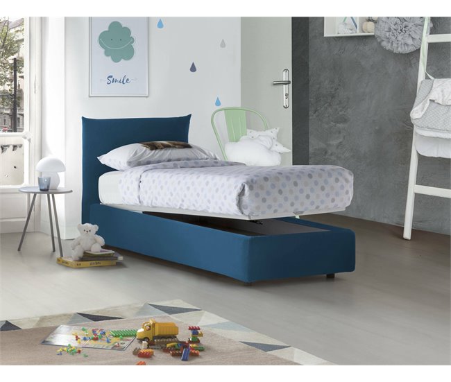 Cama individual en tela Azul Marino