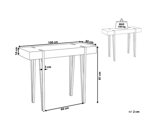 Beliani Mesa auxiliar ADENA 100 Gris Claro