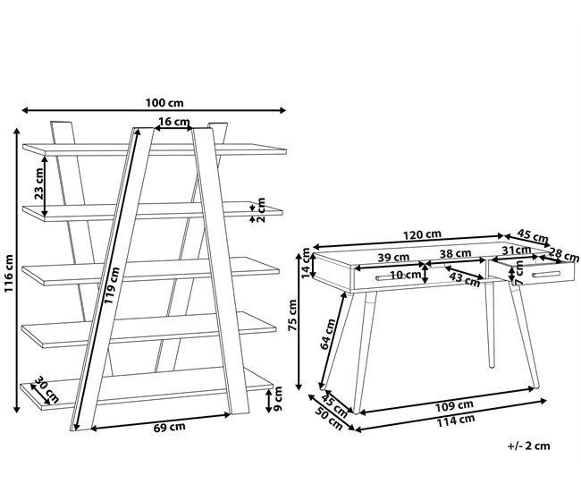 Beliani Conjunto de mobiliario de oficina ESCALANTE/FRISCO 120x50 Gris Oscuro