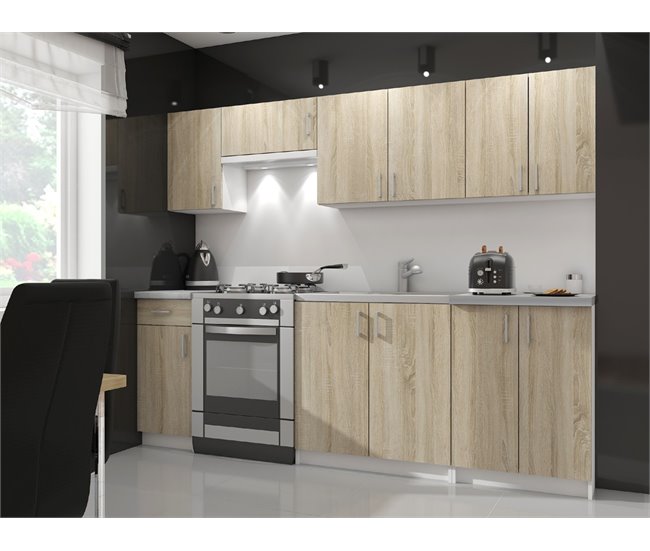 Armario de Cocina Independiente LIMA AKORD con 2 estantes 60 Blanco/ Madera