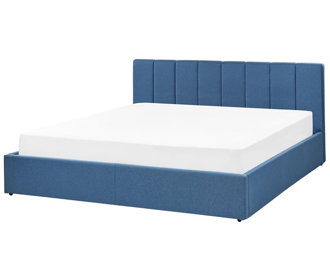 Beliani Cama con somier Poliéster DREUX 191x214 Azul