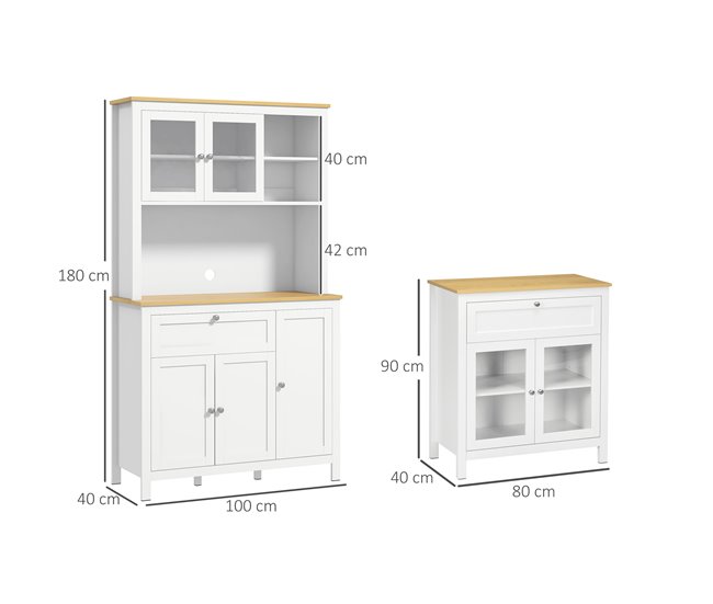 Alacena de Cocina MDF, Melamina de Madera HOMCOM, hogar - cocina Blanco