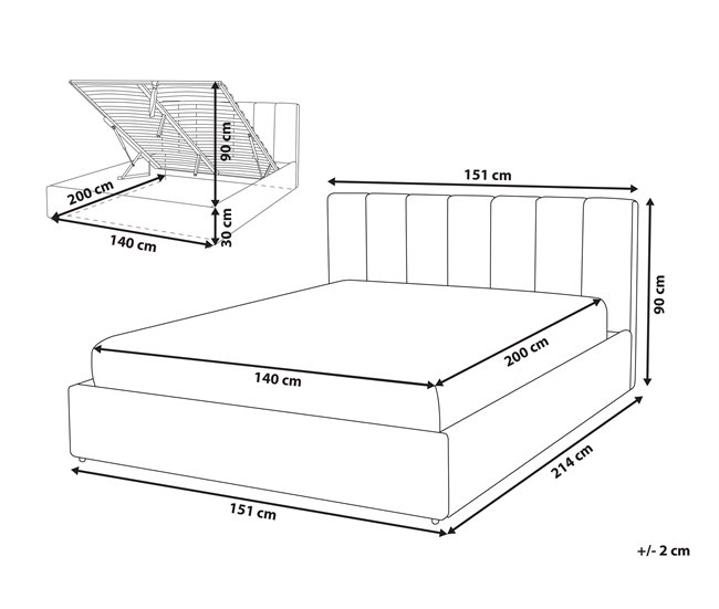 Beliani Cama con almacenaje Poliéster DREUX 151x214 Beige