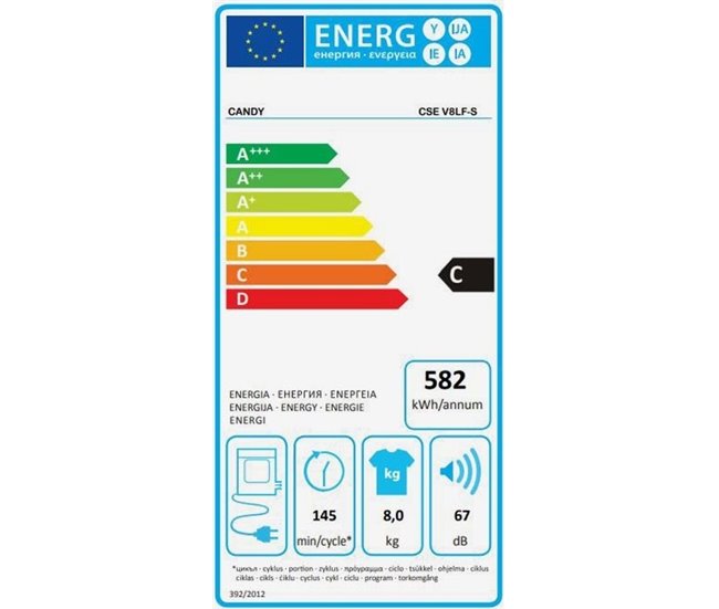 Secadora evacuación CANDY CSE V8LF-S Smart Touch 8kg blanco Blanco