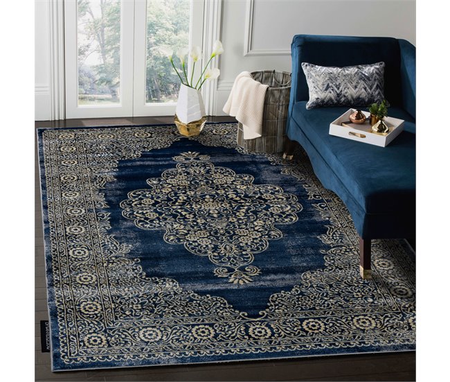 Alfombra DE LUXE moderna 474 Ornamento - Structural 140x190 Azul