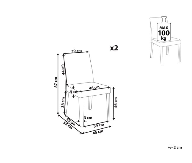 Beliani Silla de comedor PHOLA Gris Claro