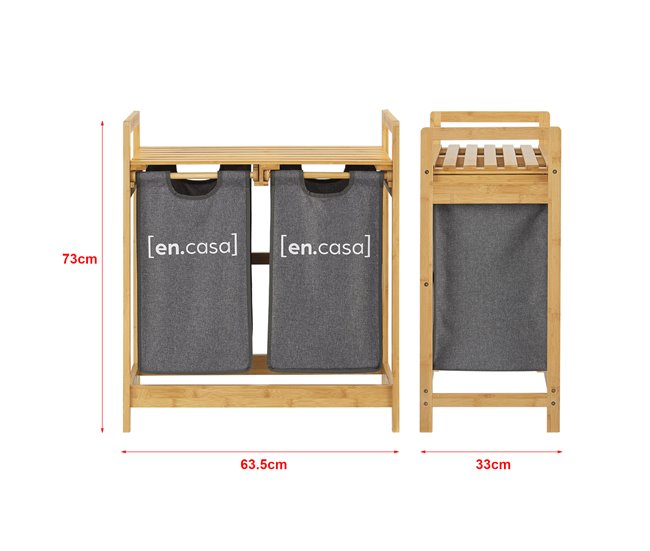 Estantería con 2 cestos para la colada Kärköl Gris/natural