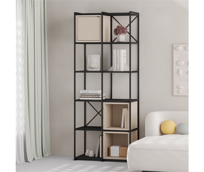Estantería ANYA de 70cm negro y crema Negro