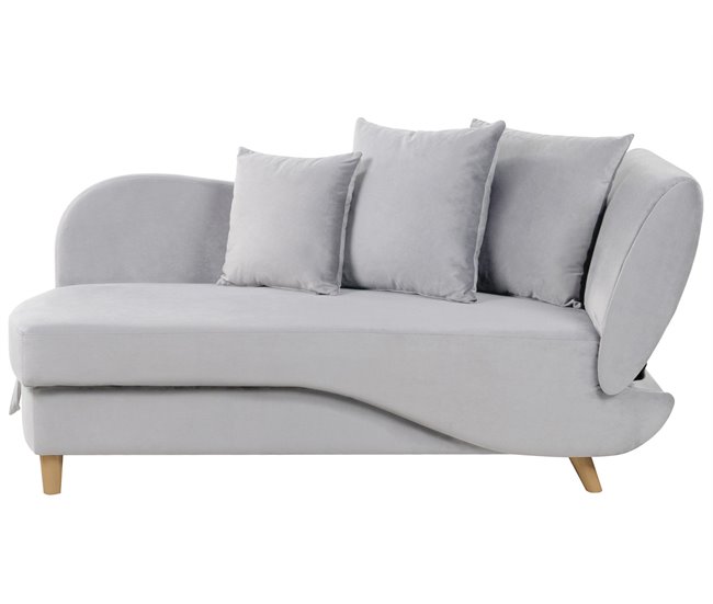 Beliani Chaise longue Terciopelo MERI Gris Claro