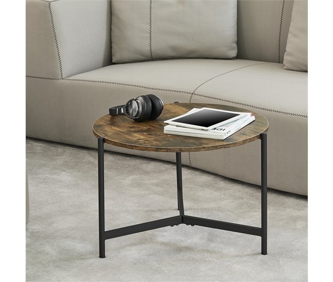 Mesa de centro Køge redonda MDF/metal 60x60 Madera