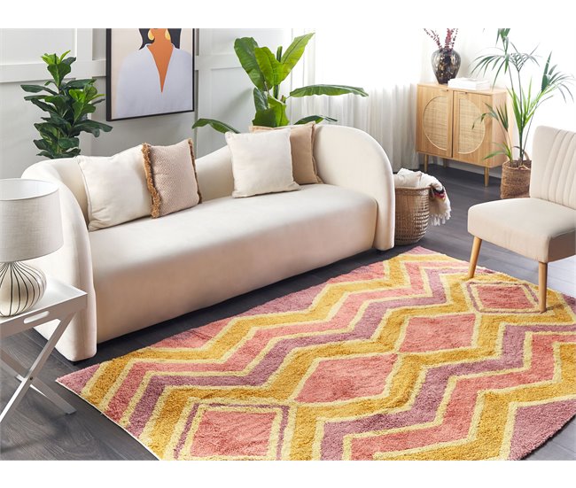 Beliani Alfombra de pelo corto CANAKKALE 140x200 Mostaza