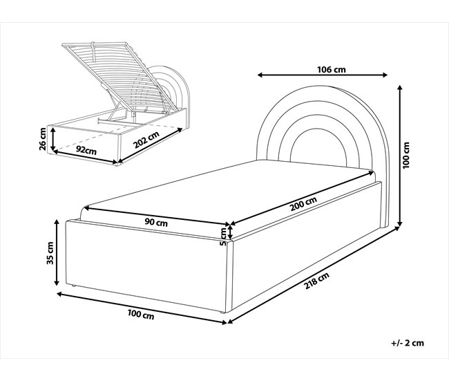 Beliani Cama infantil con almacenaje Poliéster ANET Beige