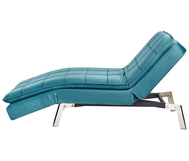 Beliani Chaise longue Terciopelo LOIRET Azul/ Verde