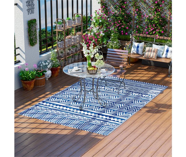 Alfombra de Exterior PP Outsunny Azul