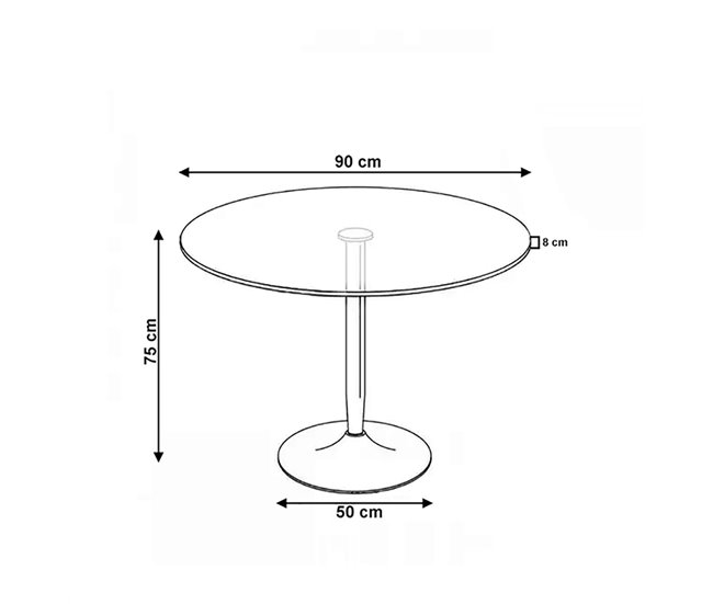 Pack Mesa Redonda de Cristal Templado + 4 Sillas Estilo Nordico 90x90 Transparente