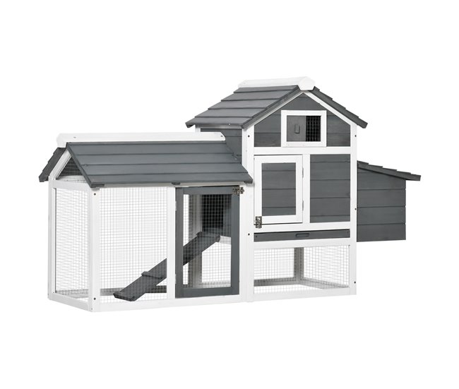 Gallinero de Jardín Madera de Abeto PawHut Blanco