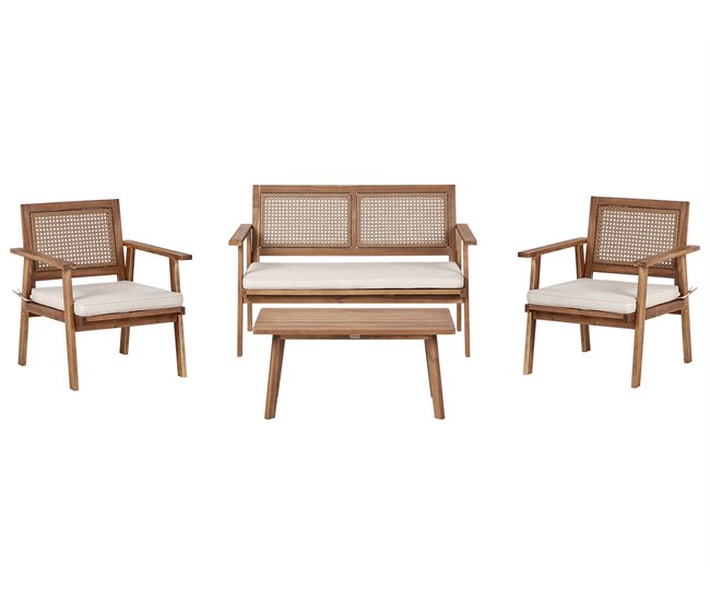 Beliani Conjunto de jardín Madera de acacia ARENELLA Beige